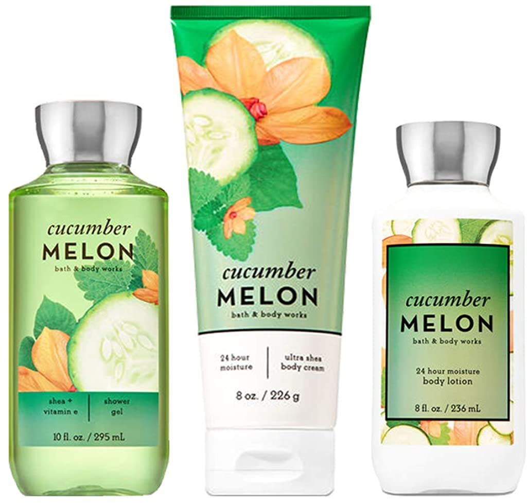 Set Cucumber Melon de Bath & Body Works, comprenant crème, gel douche et lotion
