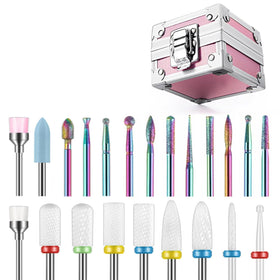 Set d'embouts de lime à ongles Depvko 21Pcs dans un étui rose