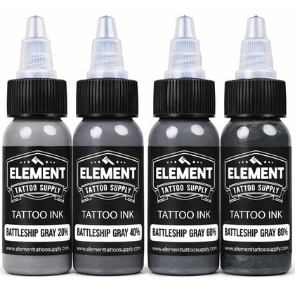 Set d'encres grises Element Tattoo Supply avec quatre bouteilles 1oz