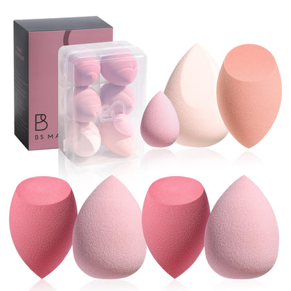 Set d'éponges de maquillage BS-MALL avec étui de rangement rose