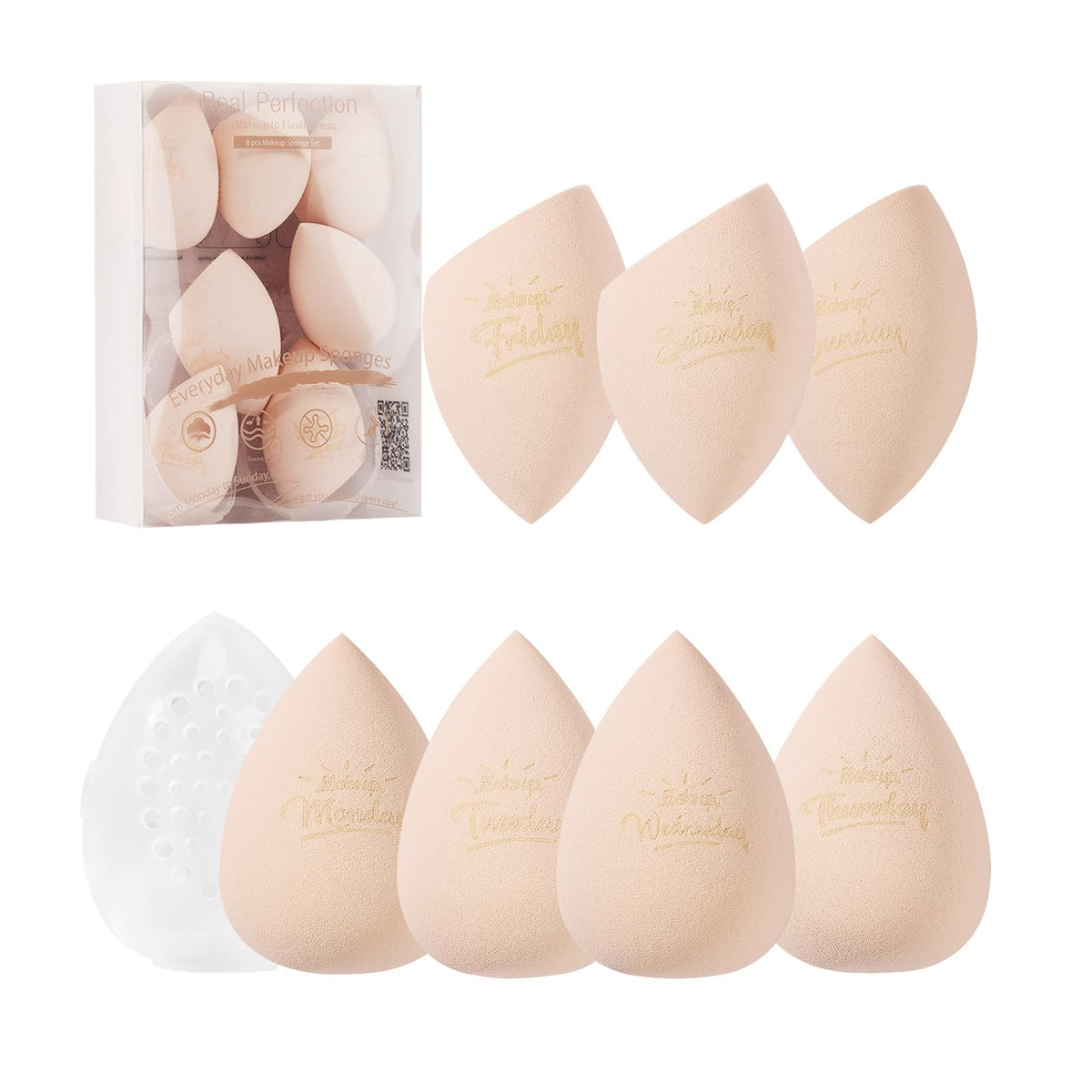 Set d'éponges de maquillage Real Perfection avec étui de voyage