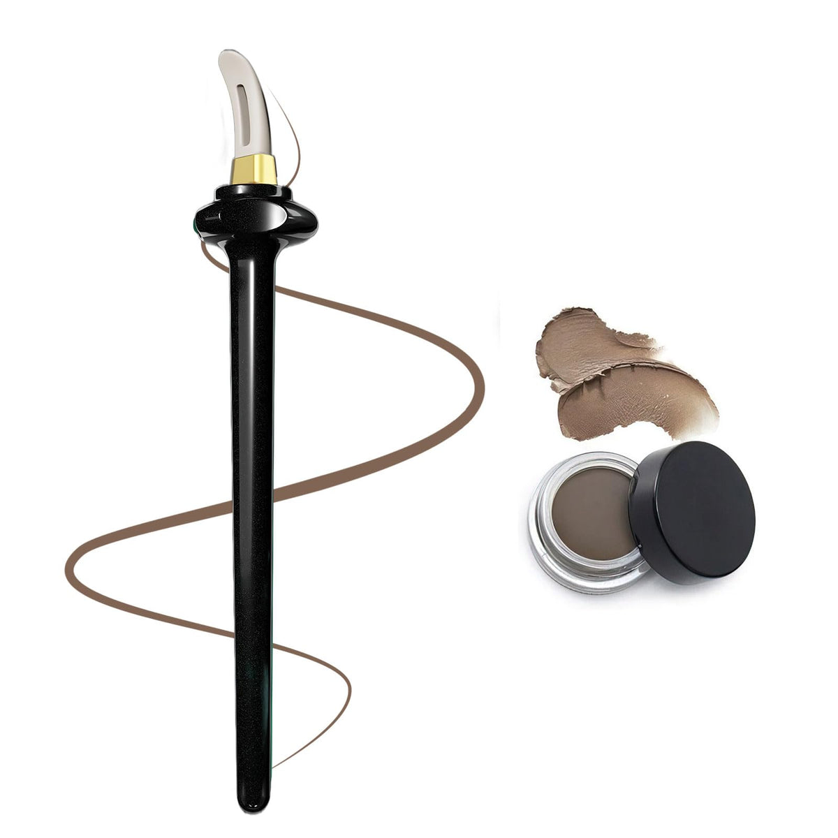 Set d'outils eyeliner silicone Ylapagne avec pinceau noir et crème marron