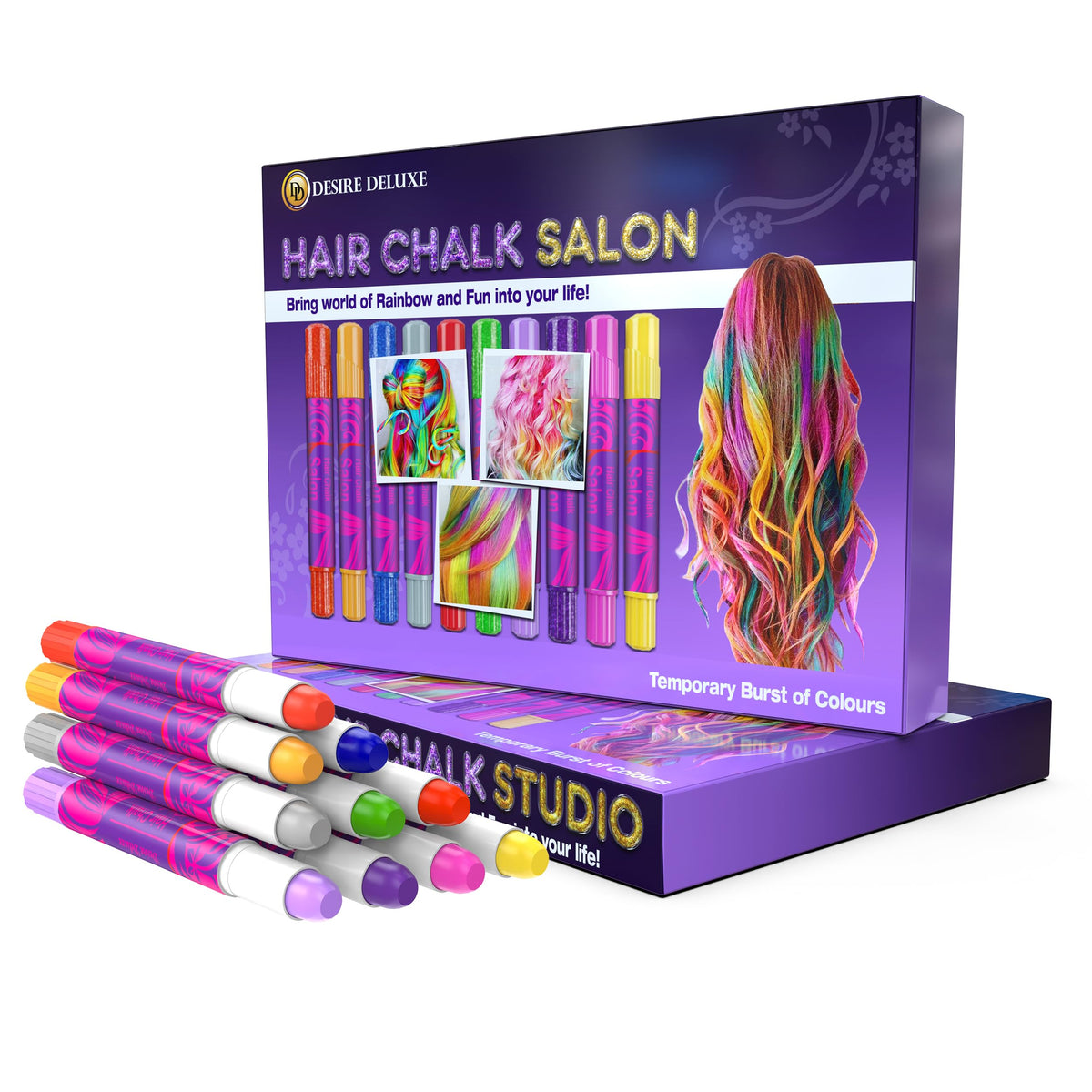 Set de 10 crayons à cheveux Desire Deluxe avec différentes couleurs
