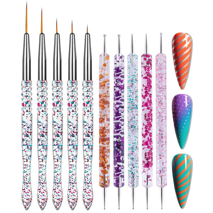 Set de 10 pinceaux pour ongles Artdone avec outils de dotting