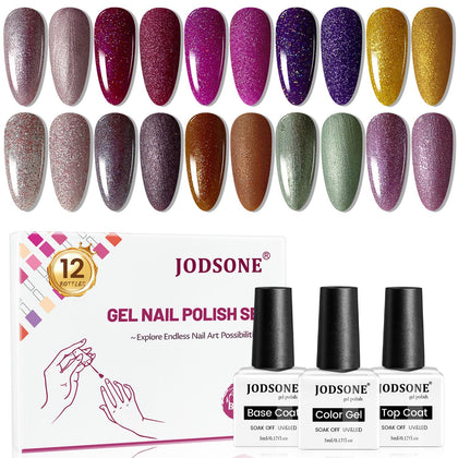 Set de 12 flacons de vernis à ongles en gel JODSONE vue de face