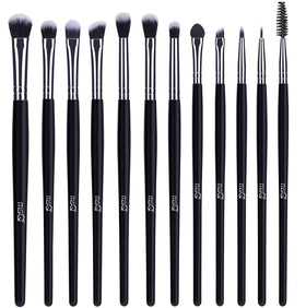 Set de 12 pinceaux de maquillage MSQ avec poignées noires et cheveux synthétiques