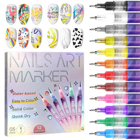 Set de 12 stylos de nail art AOKELEON couleurs vives