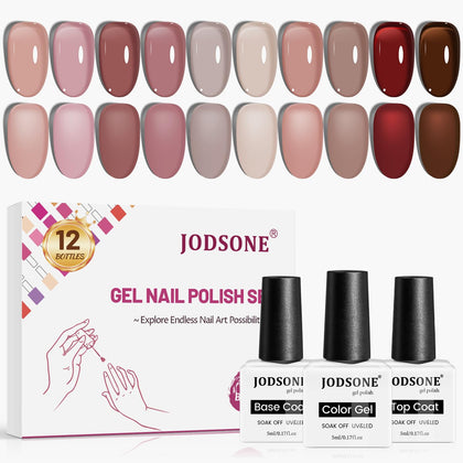 Set de 12 vernis à ongles en gel JODSONE avec 10 couleurs jelly