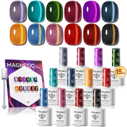 Set de 12 vernis gel Cat Eye modelones 15ML, vue de face