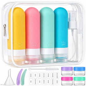 Set de 16 flacons de voyage silicones MODENGKONGJIAN avec trousse transparente