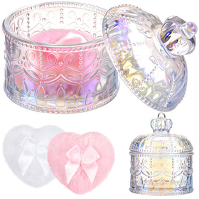 Set de 2 poudres puff Tioncy en velours avec conteneur en verre