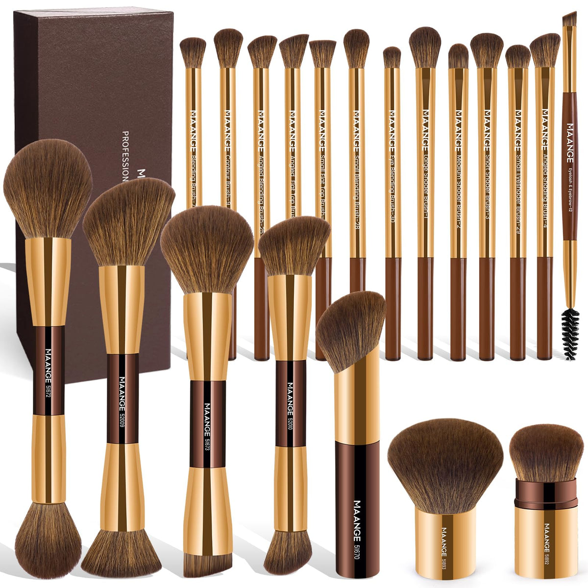 Set de 20 pinceaux de maquillage MAANGE dans un coffret élégant
