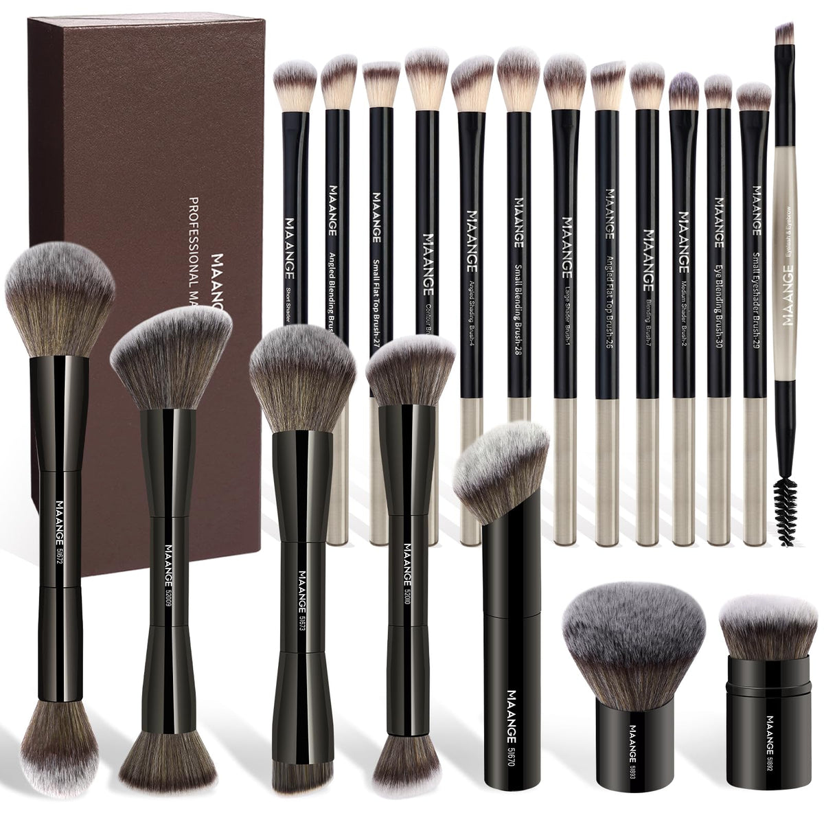 Set de 20 pinceaux de maquillage MAANGE dans une boîte cadeau élégante