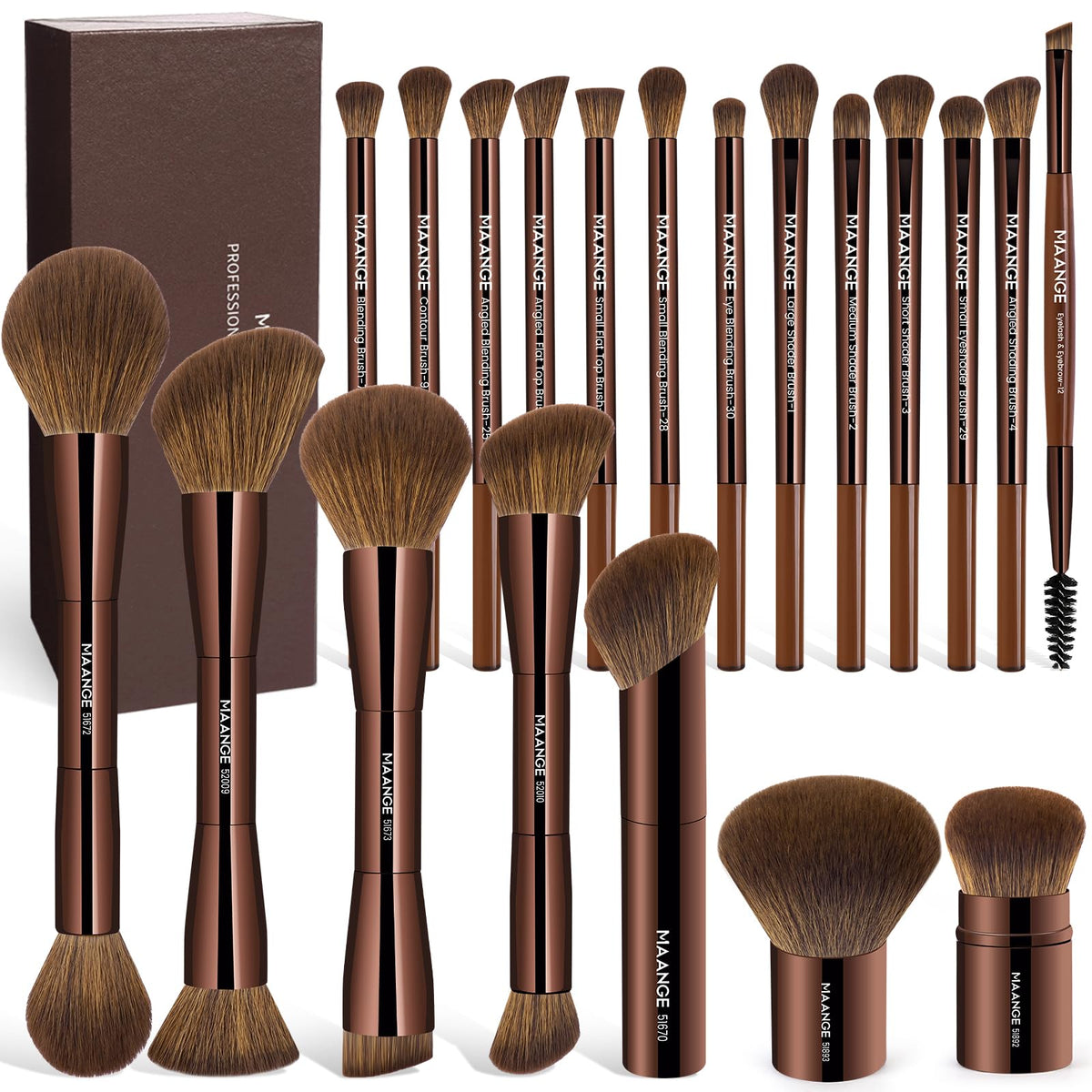 Set de 20 pinceaux de maquillage MAANGE dans une boîte cadeau élégante