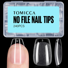 Set de 240 tips d'ongles TOMICCA demi-mat en acrylique