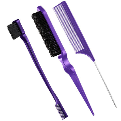 Set de 3 brosses à cheveux Geiserailie avec brosse à poils et peigne