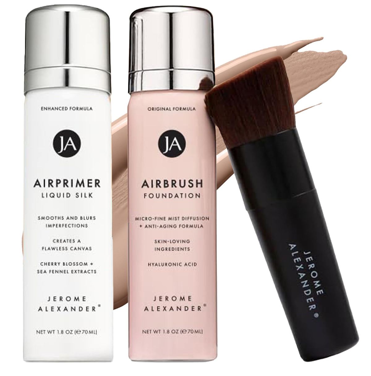 Set de 3 pièces de Jerome Alexander avec fond de teint Airbrush et pinceaux