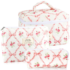 Set de 3 pochettes maquillage URSKYTOUS matelassées en coton