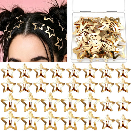 Set de 30 clips cheveux étoiles Y2K en or, vue de face