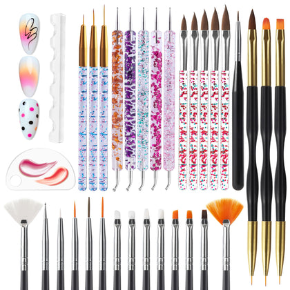 Set de 32 pinceaux de nail art Artdone avec accessoires
