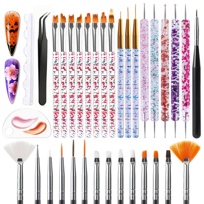 Set de 34 pinceaux de nail art Artdone, vue de face