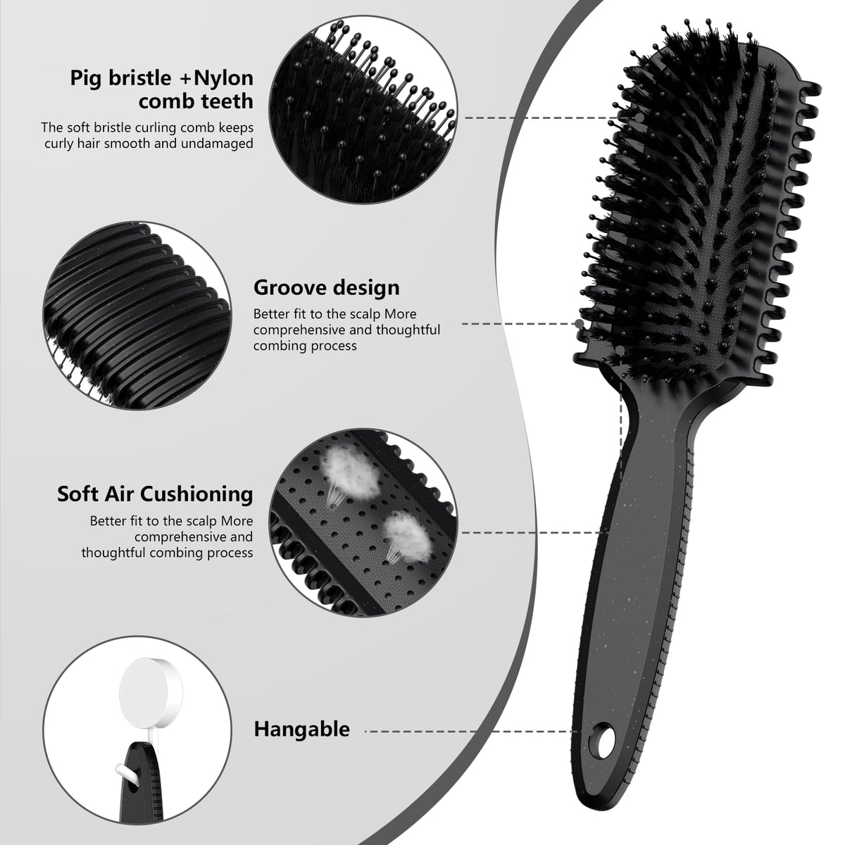 Set de 4 brosses à cheveux HEZ sur fond blanc