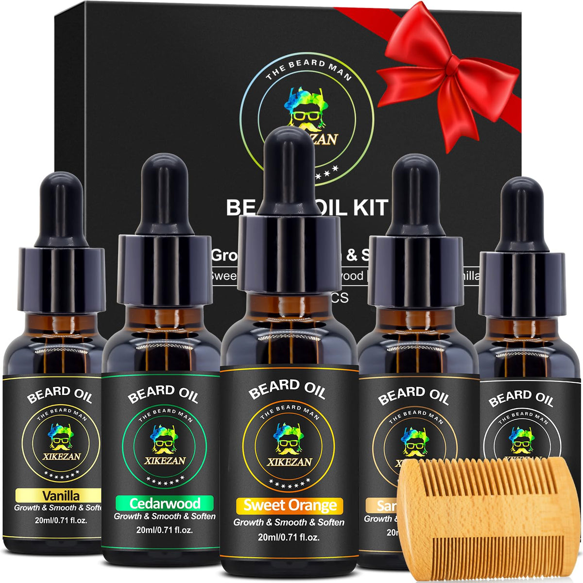 Set de 5 huiles à barbe XIKEZAN avec emballage premium
