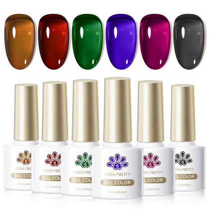Set de 6 bouteilles de vernis gel jelly Born Pretty 7ml avec différentes couleurs