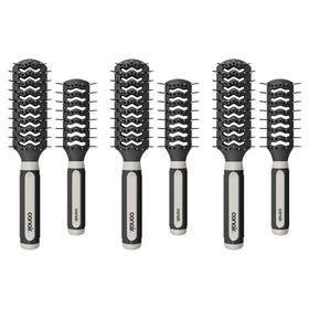 Set de 6 brosses à cheveux Conair, modèle noir avec trois brosses de taille normale et trois brosses de taille intermédiaire