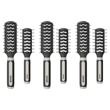 Set de 6 brosses à cheveux Conair, modèle noir avec trois brosses de taille normale et trois brosses de taille intermédiaire