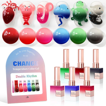 Set de 6 flacons de vernis gel Double Rhythm 15 ML en couleurs variées