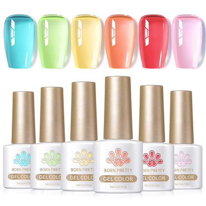 Set de 6 flacons de vernis gel jelly Born Pretty de 7ml avec couleurs variées