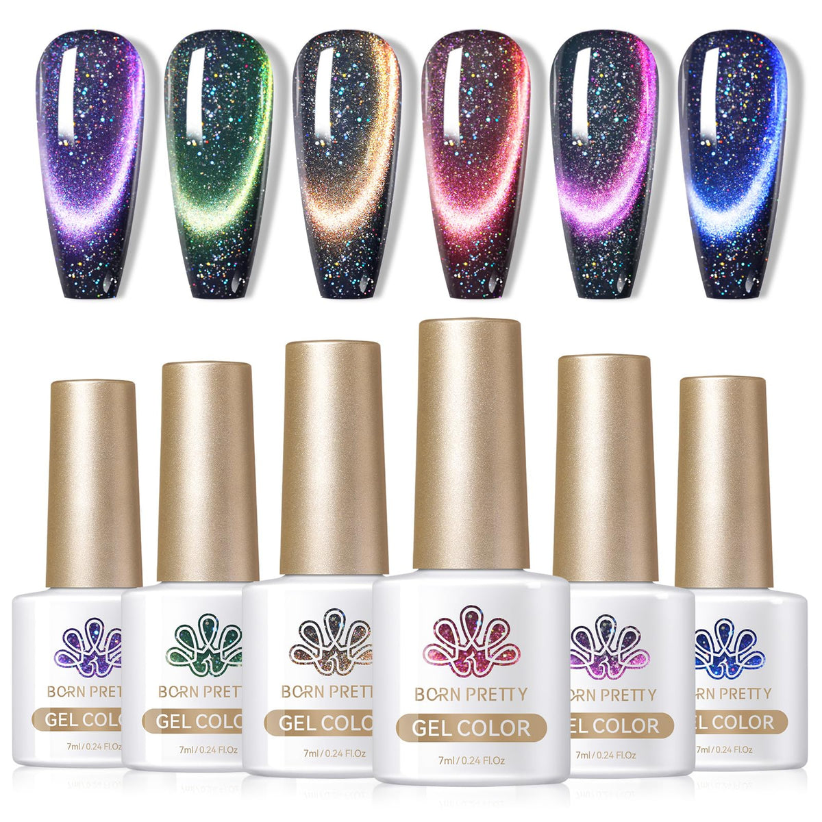 Set de 6 flacons de vernis gel magnétique 9D Born Pretty 7ml
