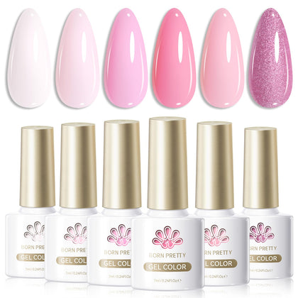 Set de 6 flacons de vernis gel rose Born Pretty 7ml