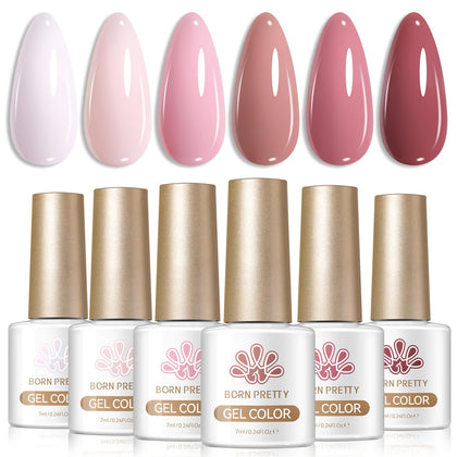 Set de 6 flacons de vernis gel rose pâle Born Pretty 7ml