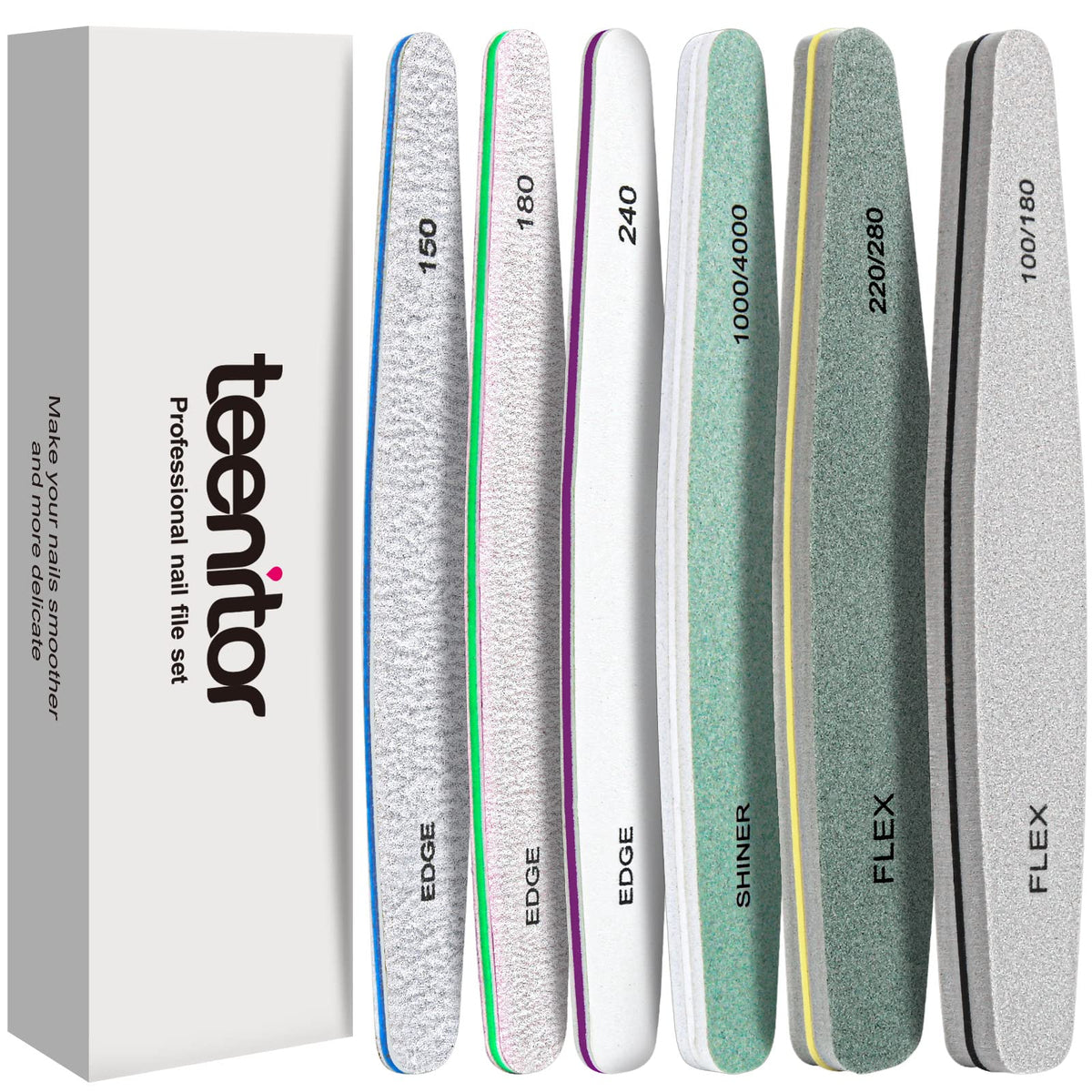 Set de 6 limes à ongles Teenitor avec différents grains