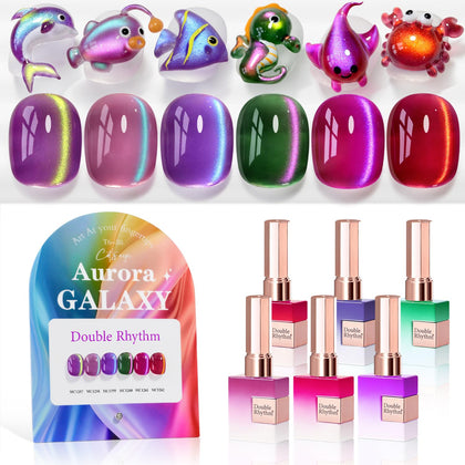 Set de 6 vernis à ongles gel Double Rhythm avec couleurs holographiques