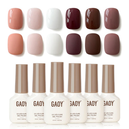Set de 6 vernis à ongles gel GAOY couleurs variées