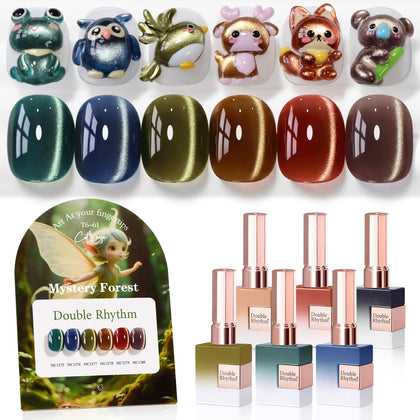 Set de 6 vernis gel Cat Eye Double Rhythm en couleurs assorties