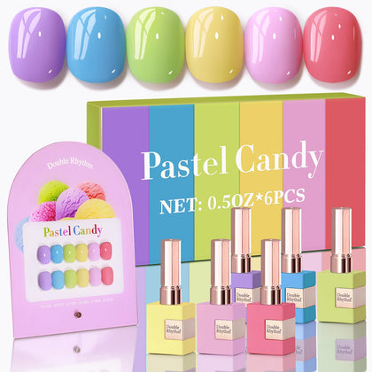 Set de 6 vernis gel Double Rhythm 15 ml avec couleurs assorties