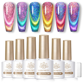 Set de 6 vernis gel magnétique Born Pretty 7ml avec effet chameleon