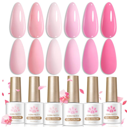 Set de 6 vernis gel rose pâle Born Pretty 7ml
