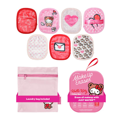 Set de 7 éponges démaquillantes MakeUp Eraser Hello Kitty, présentation avant