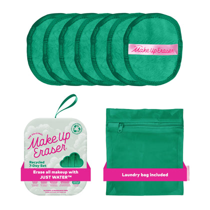 Set de 7 Jours MakeUp Eraser en vert recyclé, vue de face