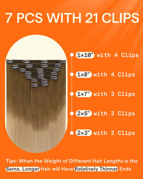 Set de 7 pièces d'extensions cheveux Full Shine avec différentes longueurs