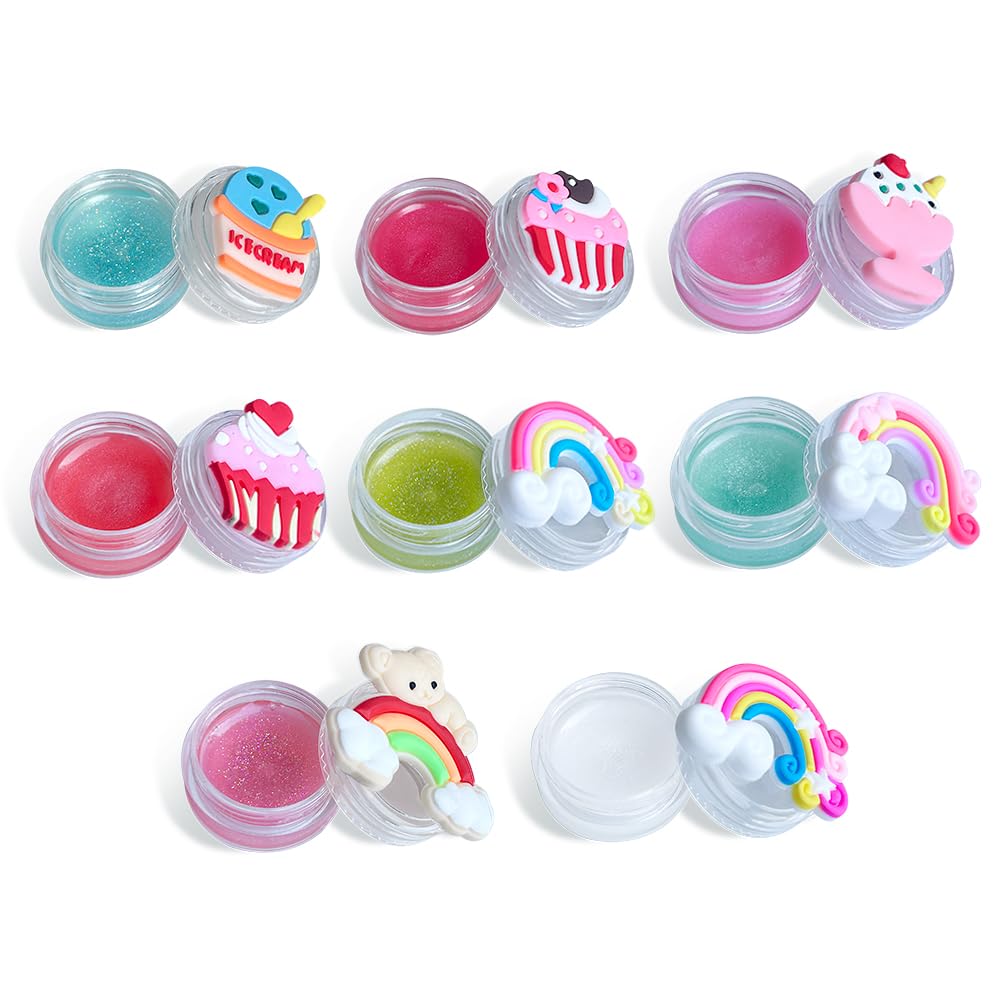 Set de 8 gloss à lèvres Mebtmel en forme de cupcake avec packaging coloré