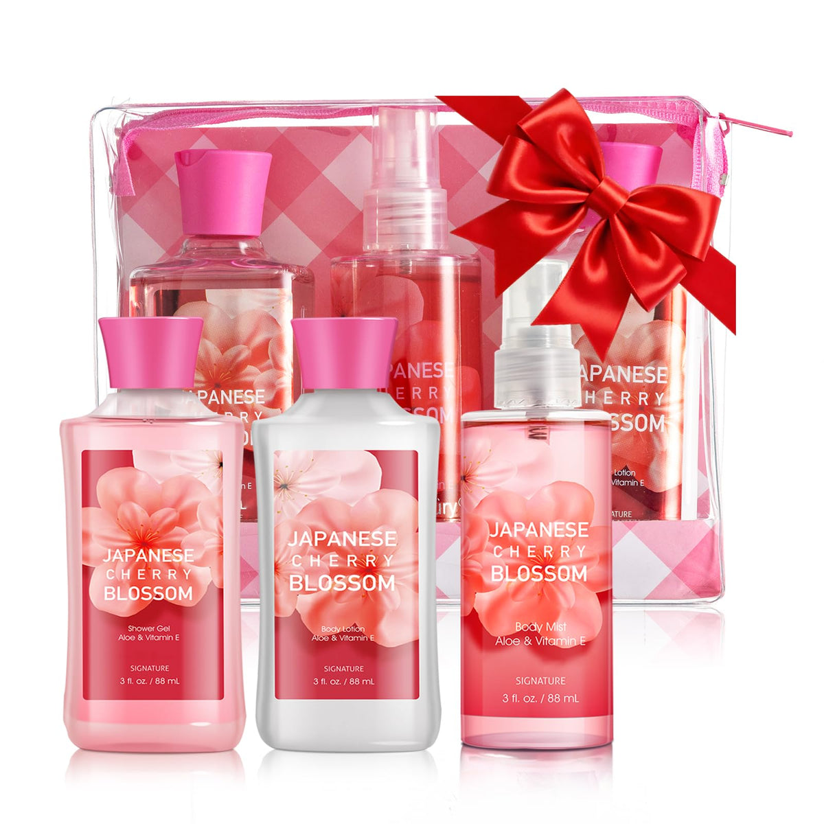Set de Bain Cerisier Japonais 3 pièces incluant gel douche, lotion et brume
