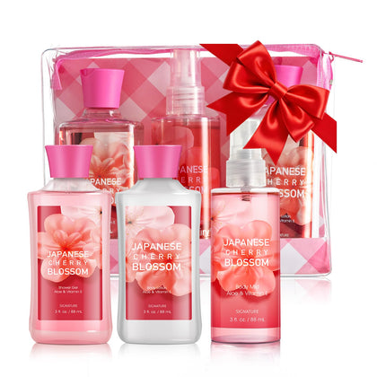 Set de Bain Cerisier Japonais 3 pièces incluant gel douche, lotion et brume