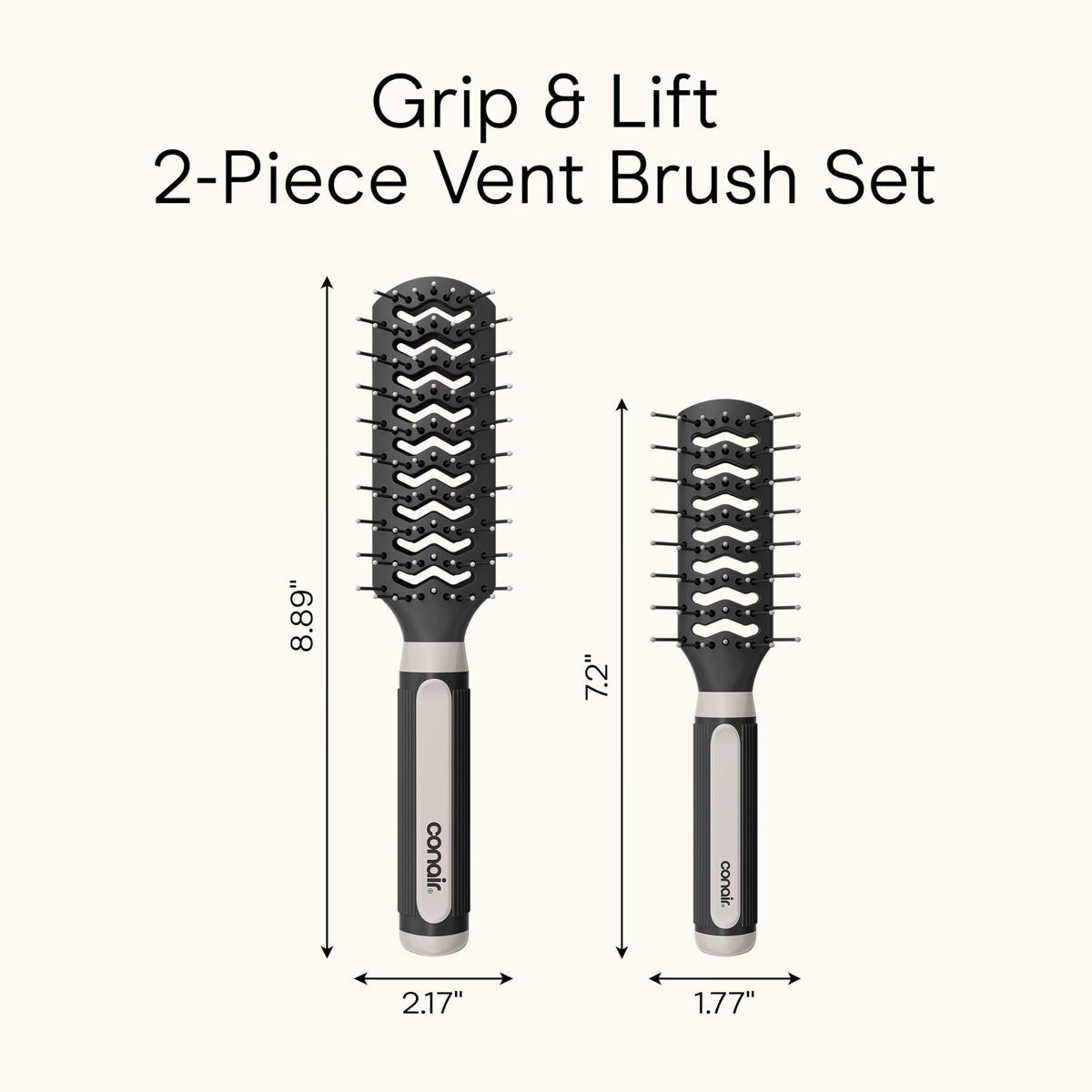 Set de brosses Conair dans une trousse de voyage, prêt à être emporté