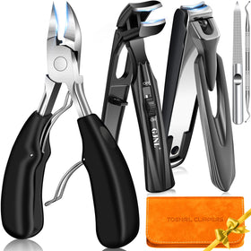 Set de coupe-ongles GJNL avec cinq outils dans un étui en cuir